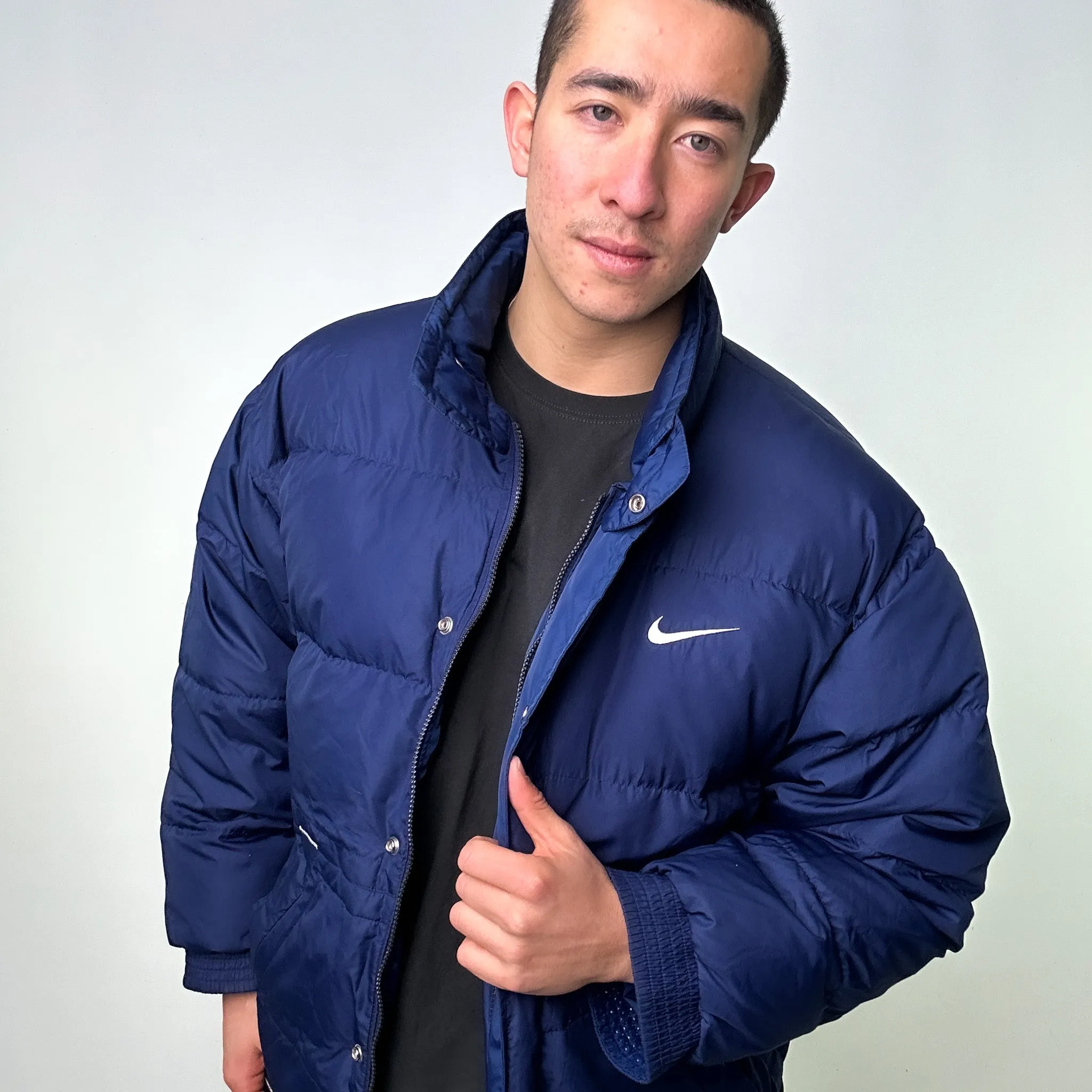 Navy Blue 90s NIKE Puffer Jacket Coat (L)