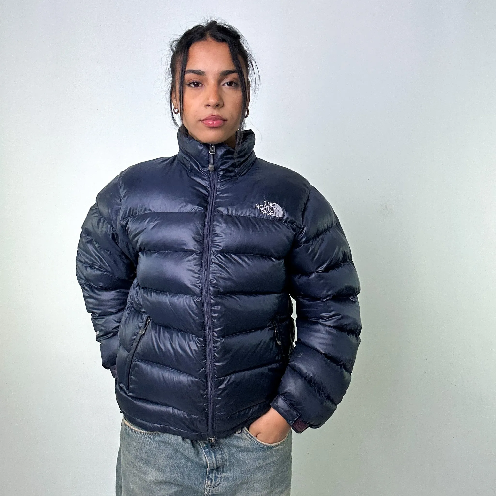 Navy Blue 90s The North Face Puffer Jacket Coat (M)