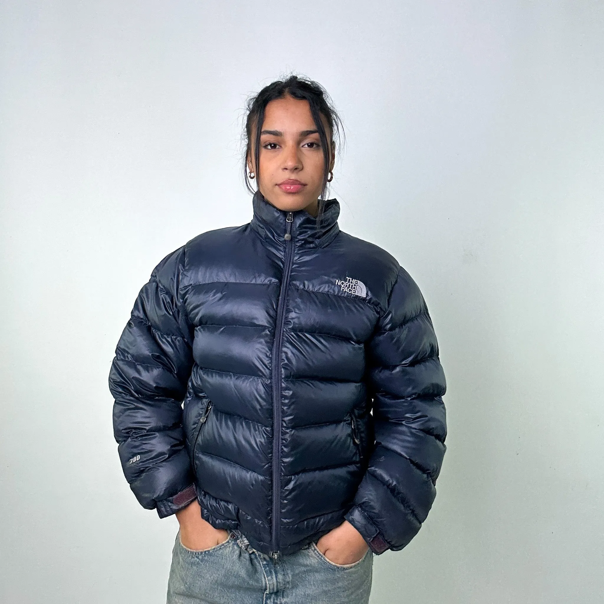 Navy Blue 90s The North Face Puffer Jacket Coat (M)