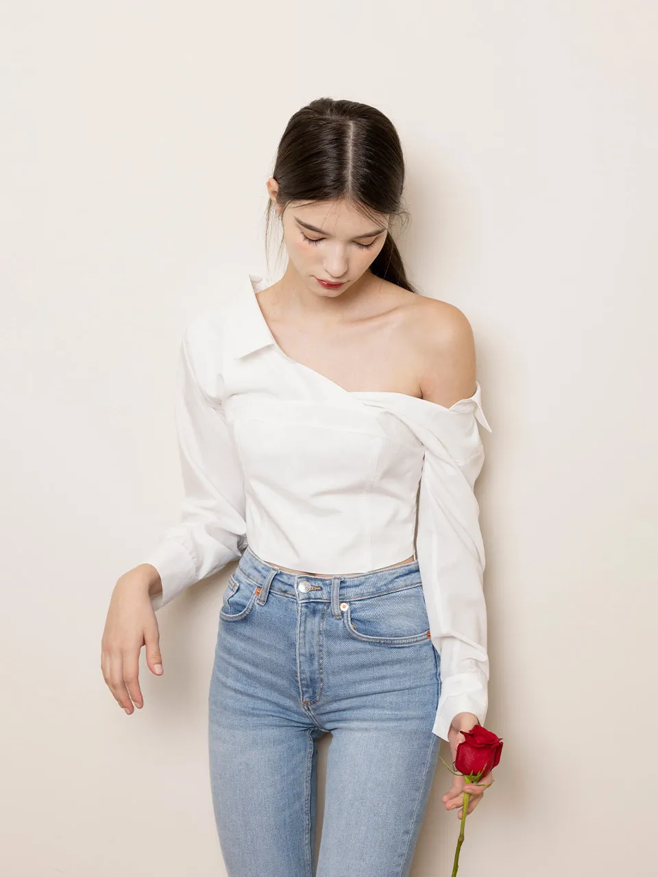 Not your rose  |Street Style Long Sleeves Plain Cotton Shirts & Blouses