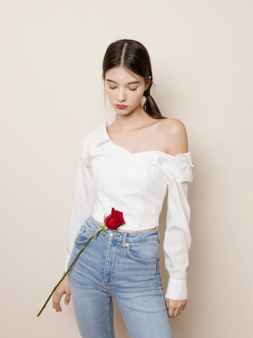 Not your rose  |Street Style Long Sleeves Plain Cotton Shirts & Blouses