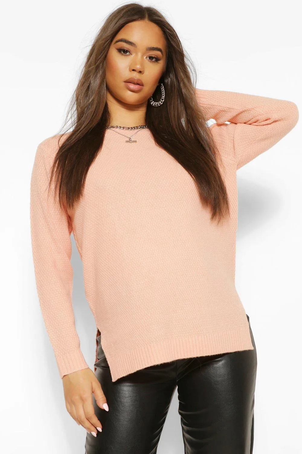 Nude Round Neck Basic Sweater