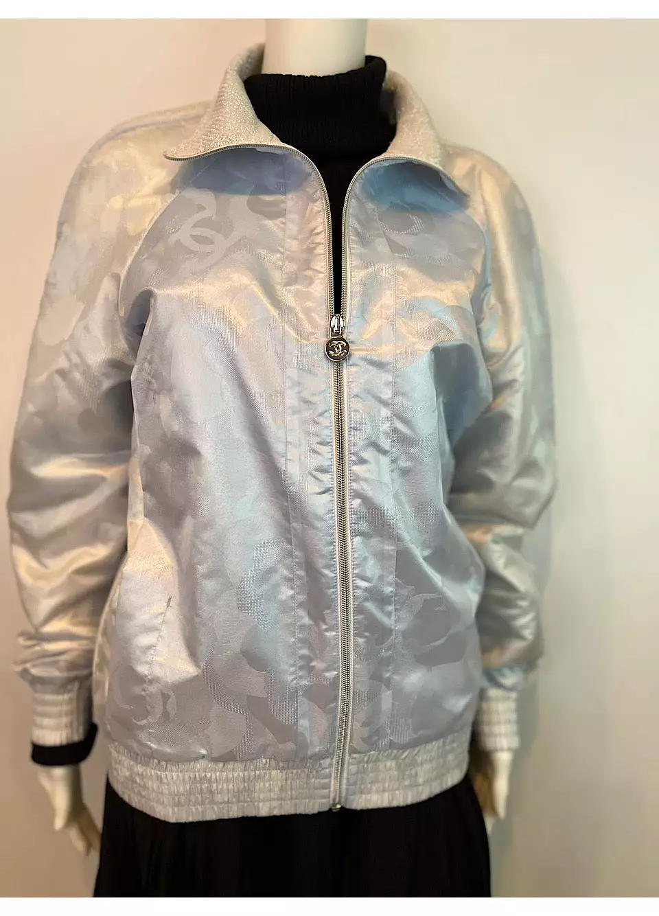 NWT Chanel 17P 2017 Spring Windbreaker Bomber Jacket FR 42 US 8/10