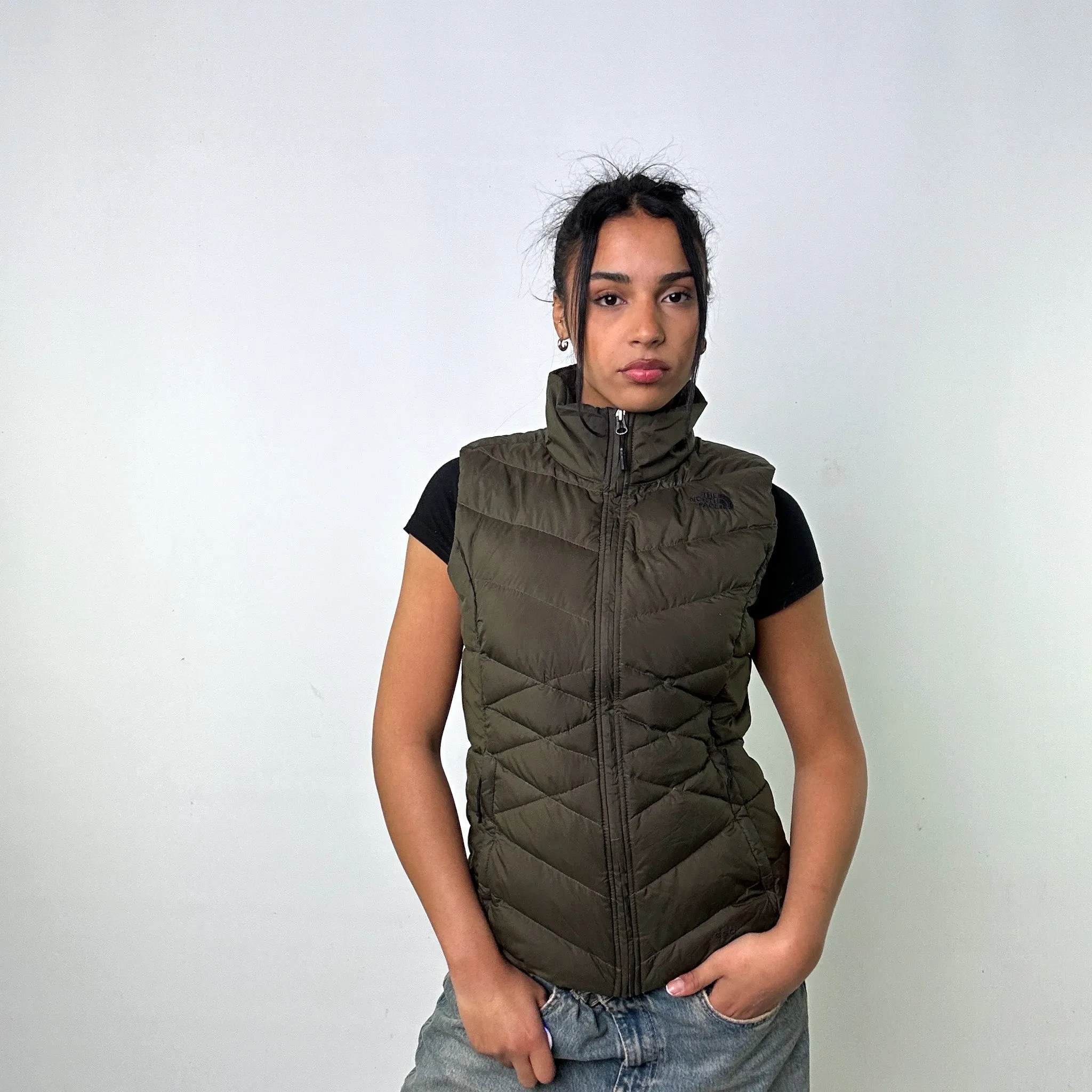 Olive Green 90s The North Face 550 Series Puffer Jacket Coat Gilet (M)