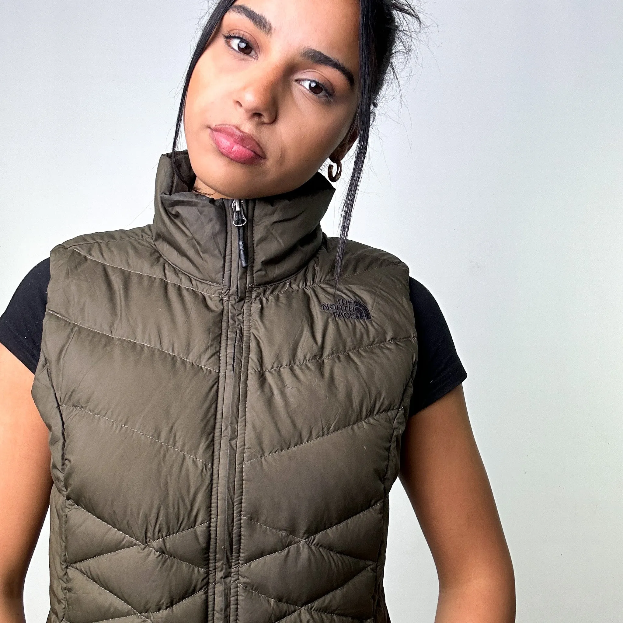 Olive Green 90s The North Face 550 Series Puffer Jacket Coat Gilet (M)