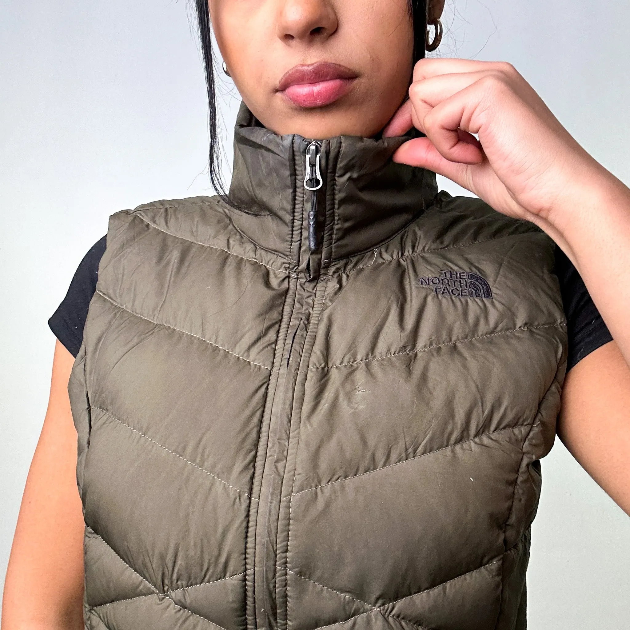 Olive Green 90s The North Face 550 Series Puffer Jacket Coat Gilet (M)