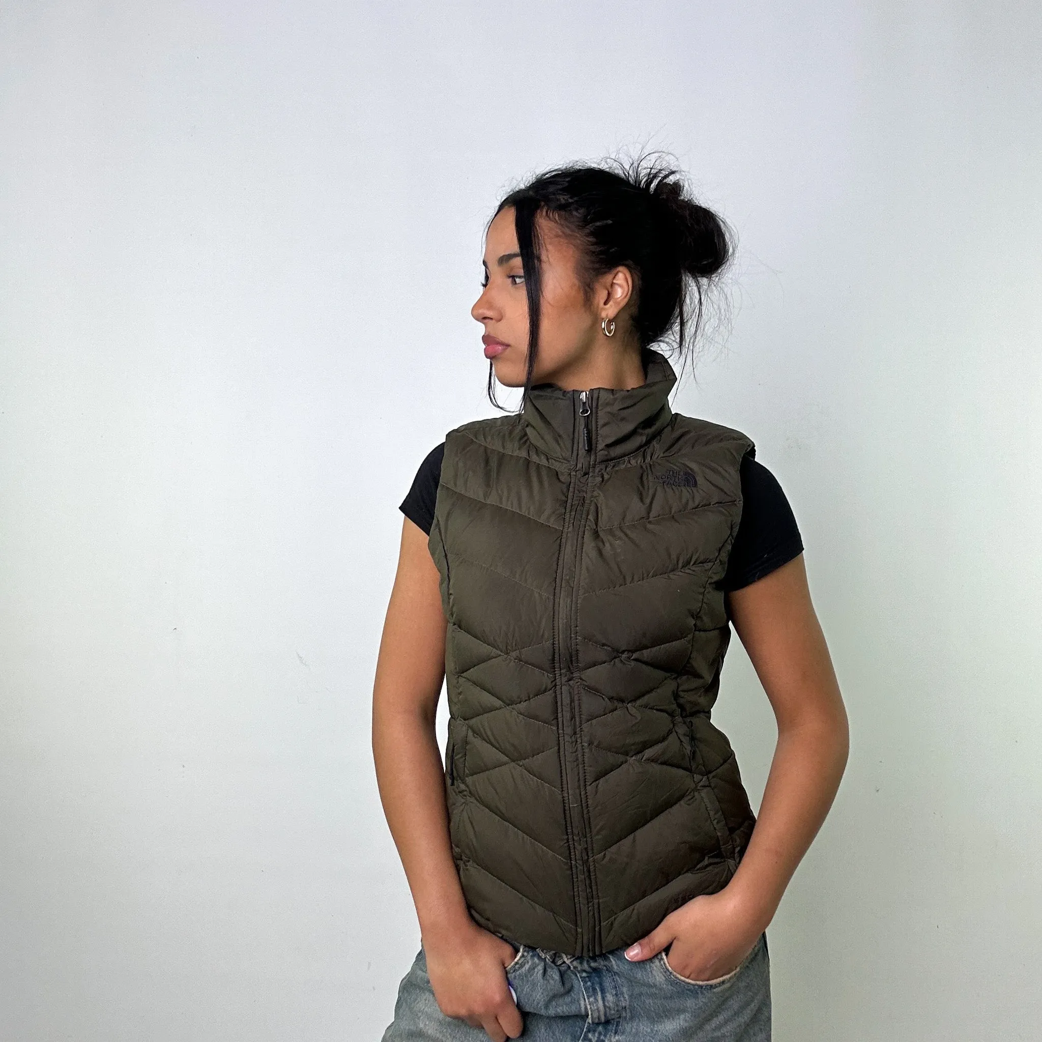 Olive Green 90s The North Face 550 Series Puffer Jacket Coat Gilet (M)