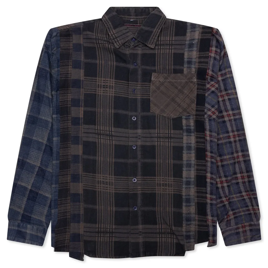 Over Dye 7 Cuts Wide Shirt - Brown