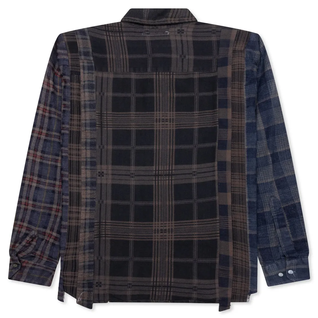 Over Dye 7 Cuts Wide Shirt - Brown