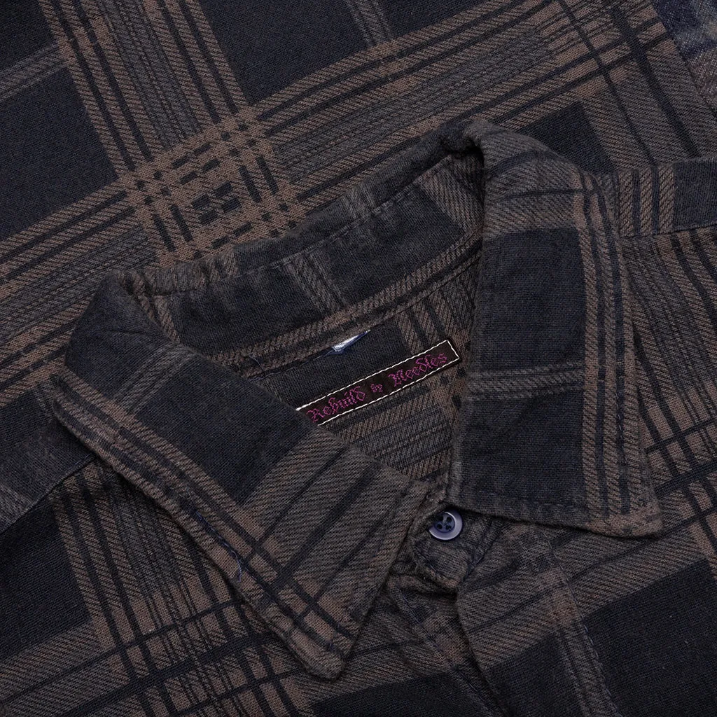 Over Dye 7 Cuts Wide Shirt - Brown