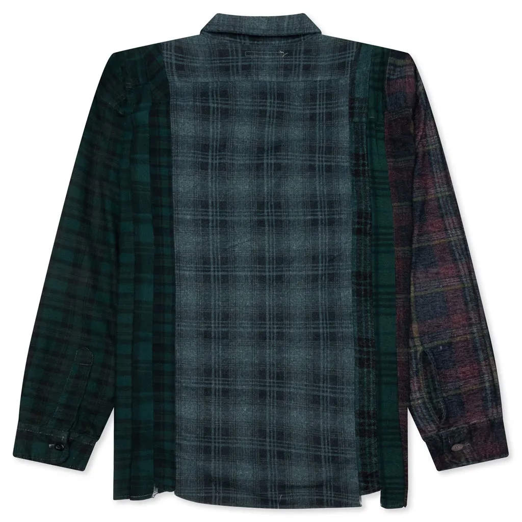 Over Dye 7 Cuts Wide Shirt - Green