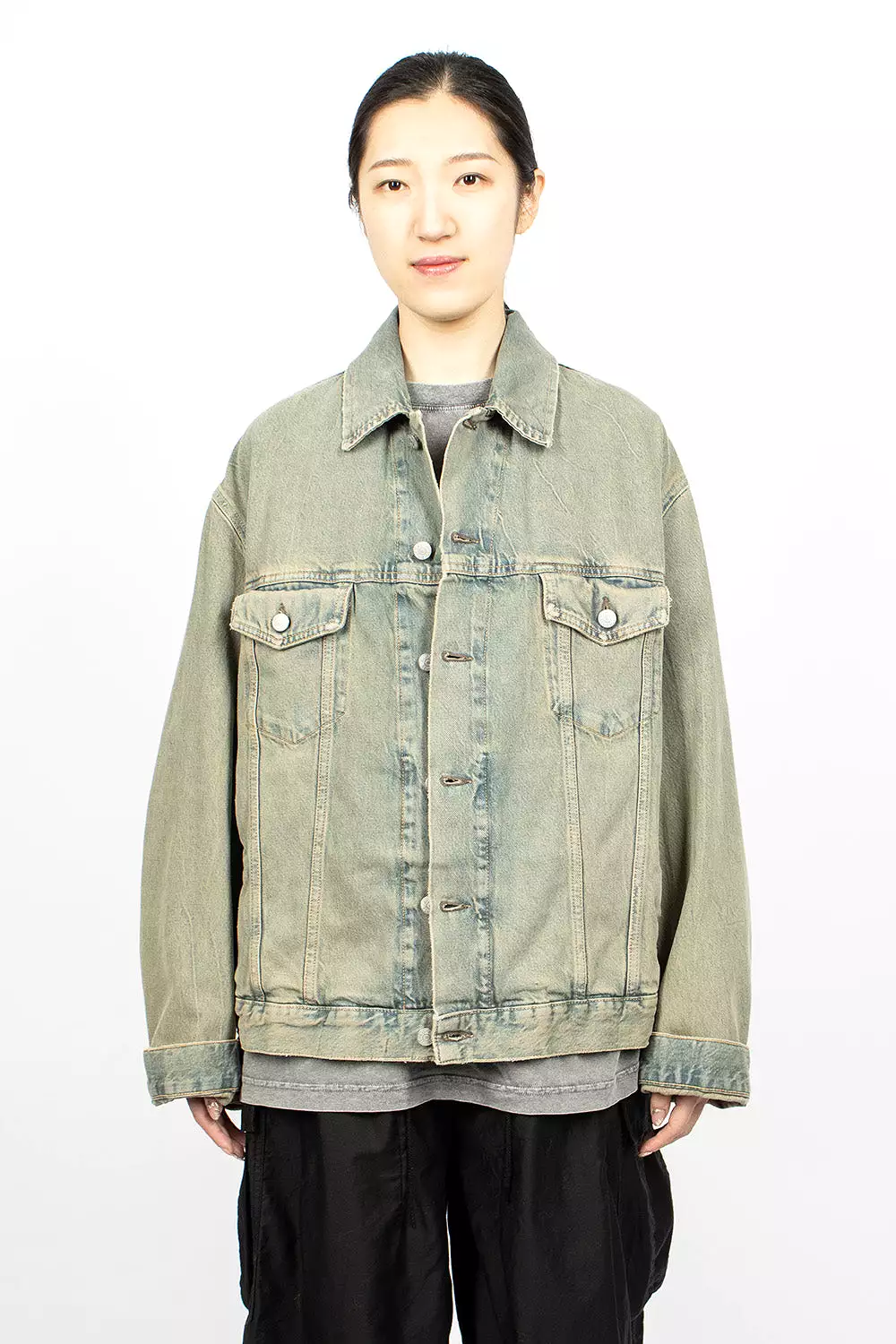 Oversized Denim Jacket Blue/Beige