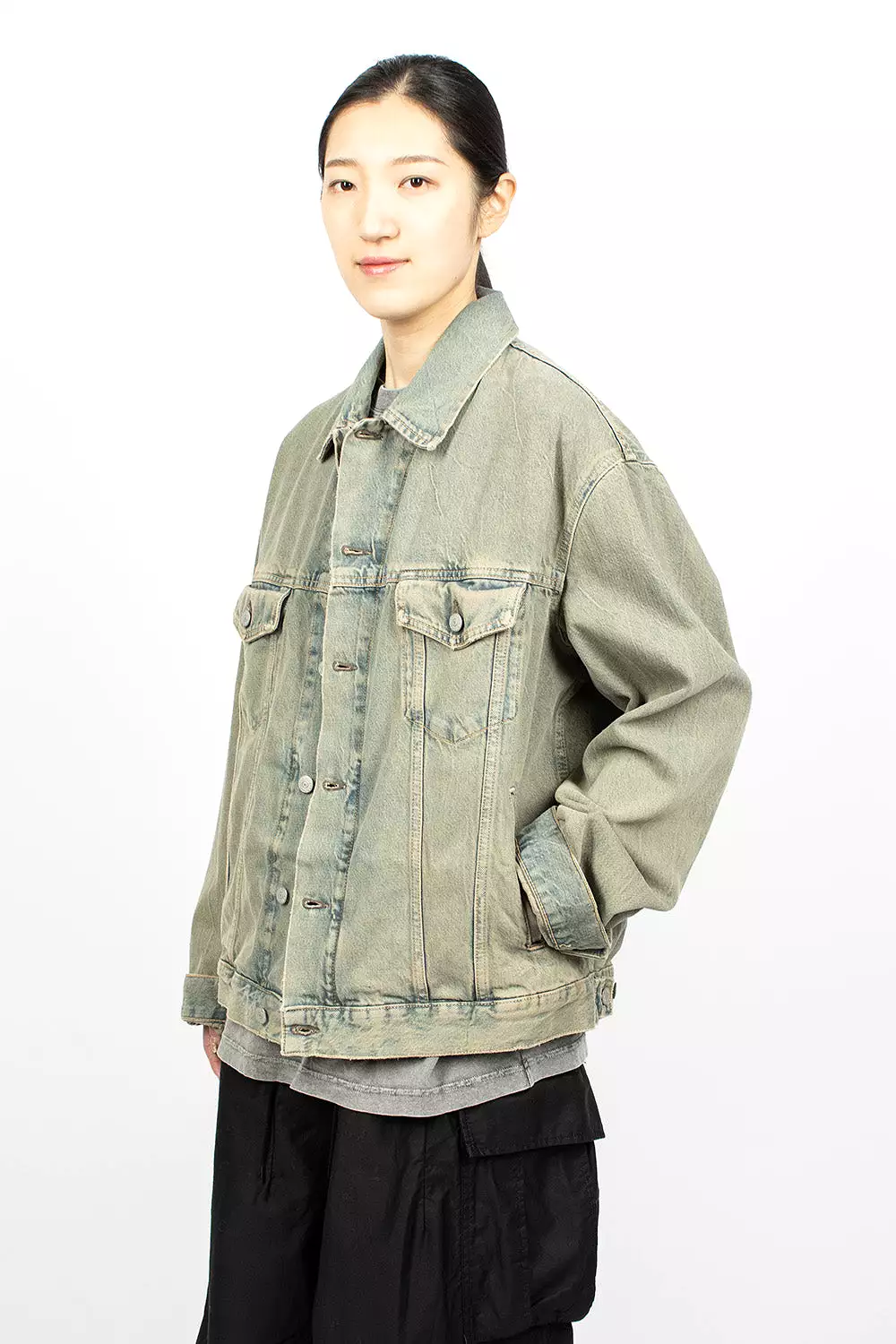 Oversized Denim Jacket Blue/Beige