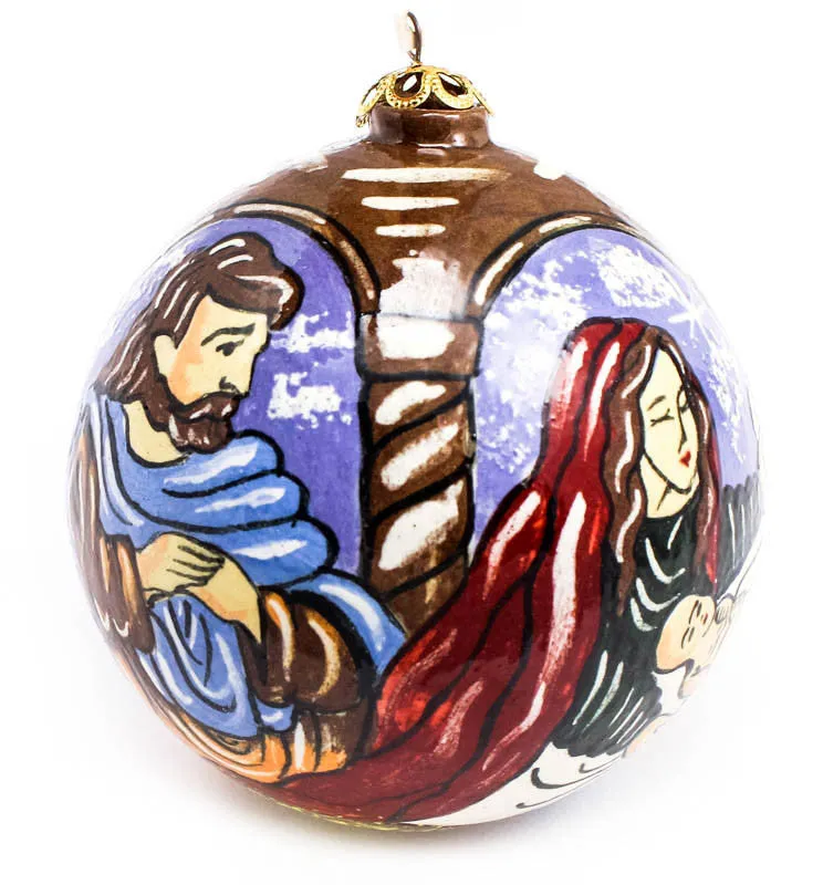 Pastel Nativity Large Bulb Ceramic Ornament