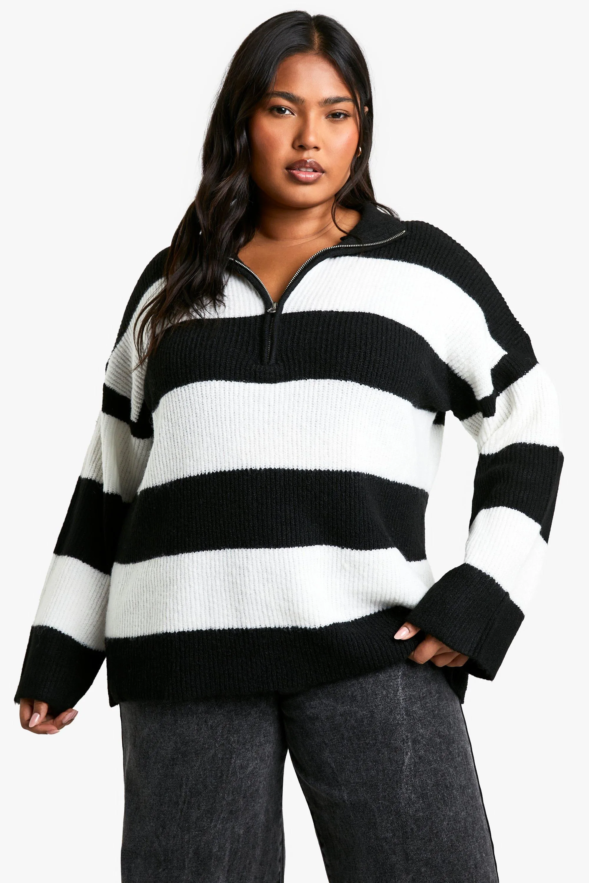 Plus Half Zip Soft Knit Sweater