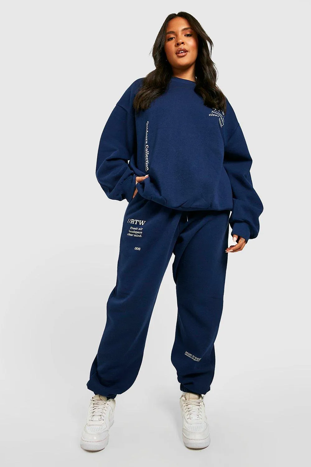 Plus Multi Embroidered Sweater Tracksuit