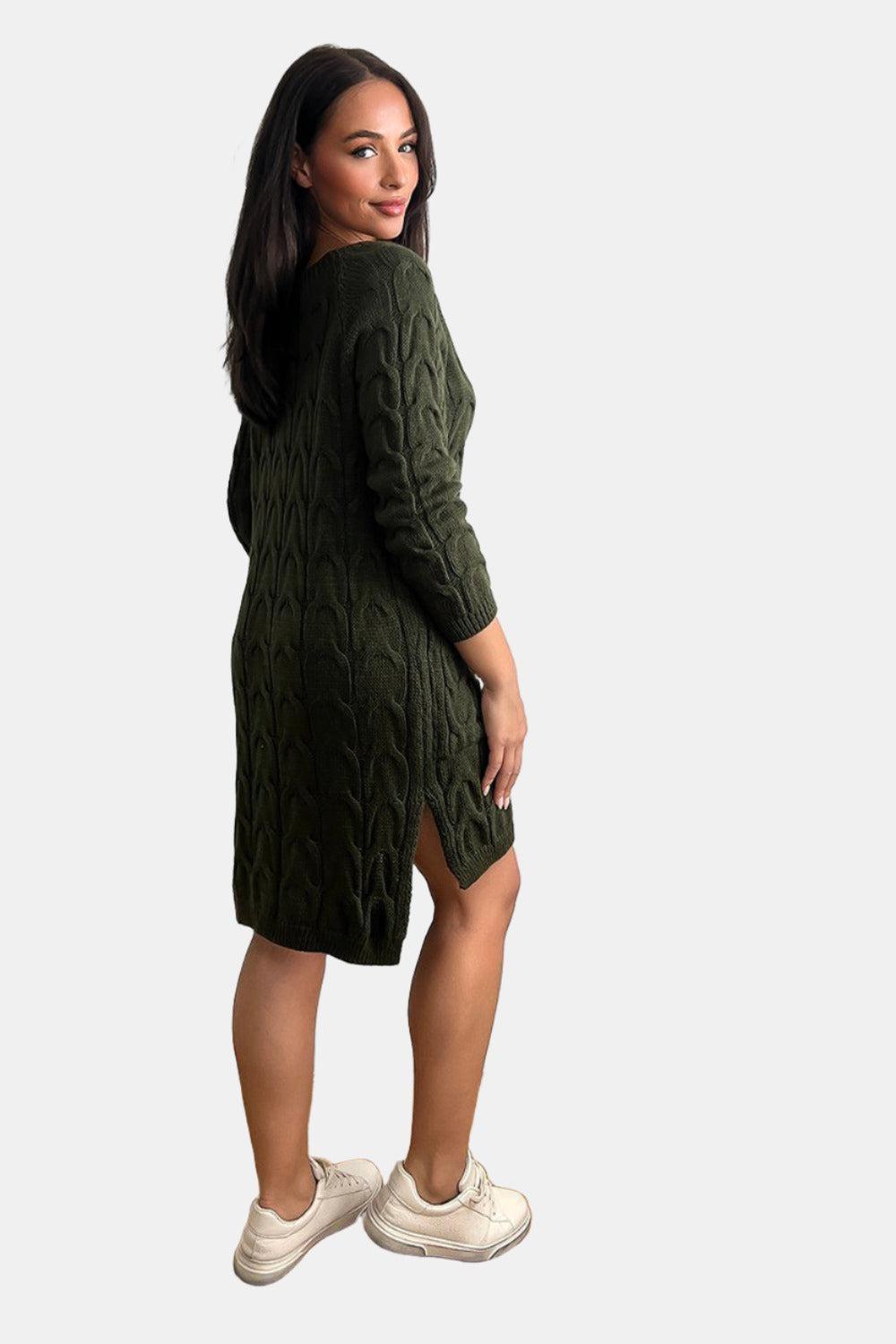 Pockets To Front Large Loop Knitted Dress