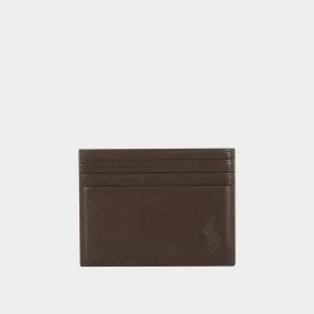 POLO RALPH LAUREN Debossed Logo Textured Cardholder - Brown