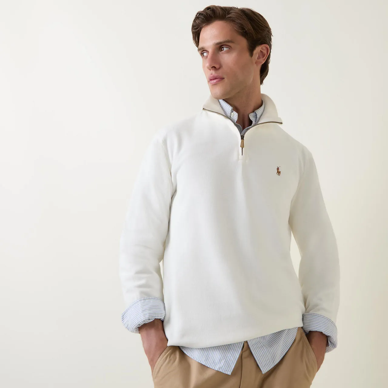 POLO RALPH LAUREN Logo Half-Zip Sweatshirt - Cream