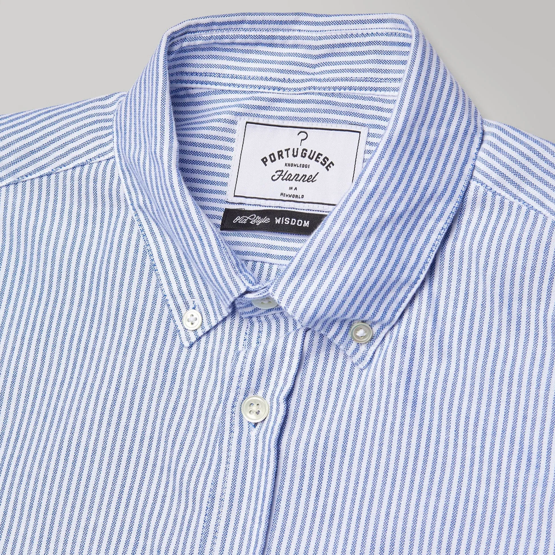 Portuguese Flannel - Belavista Navy/White stripe Oxford