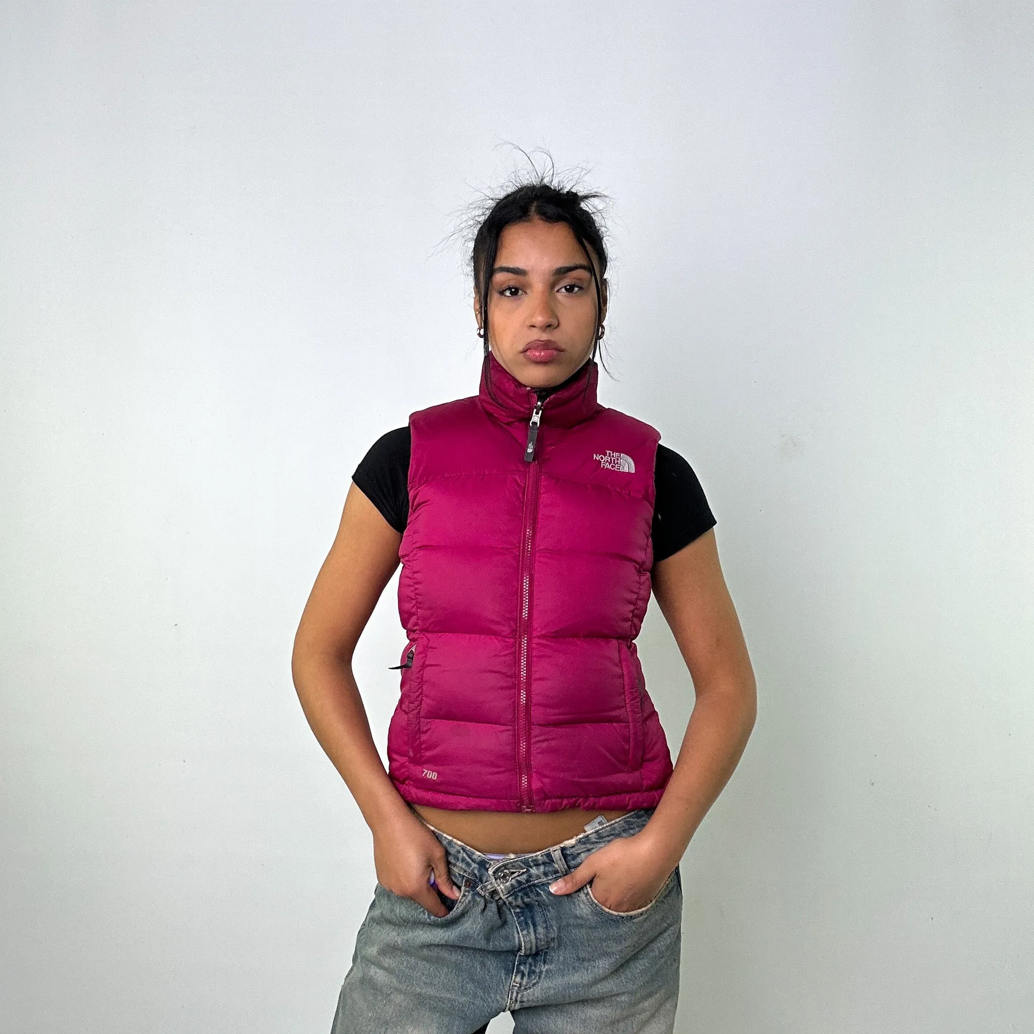 Purple 90s The North Face 700 Series Puffer Jacket Coat Gilet (XS)