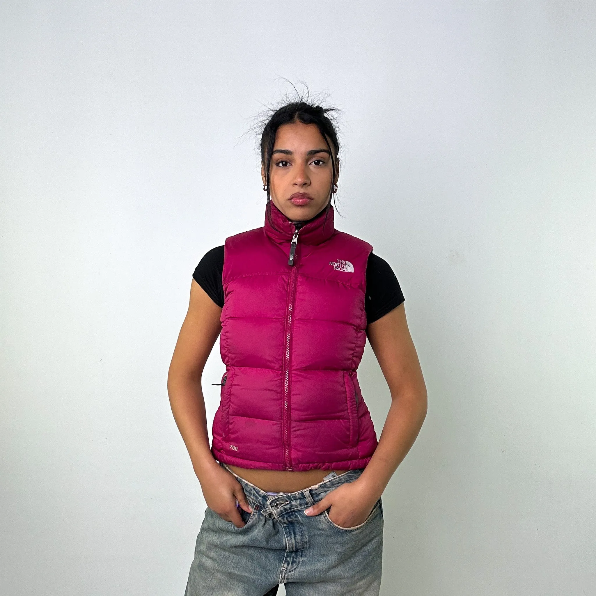 Purple 90s The North Face 700 Series Puffer Jacket Coat Gilet (XS)