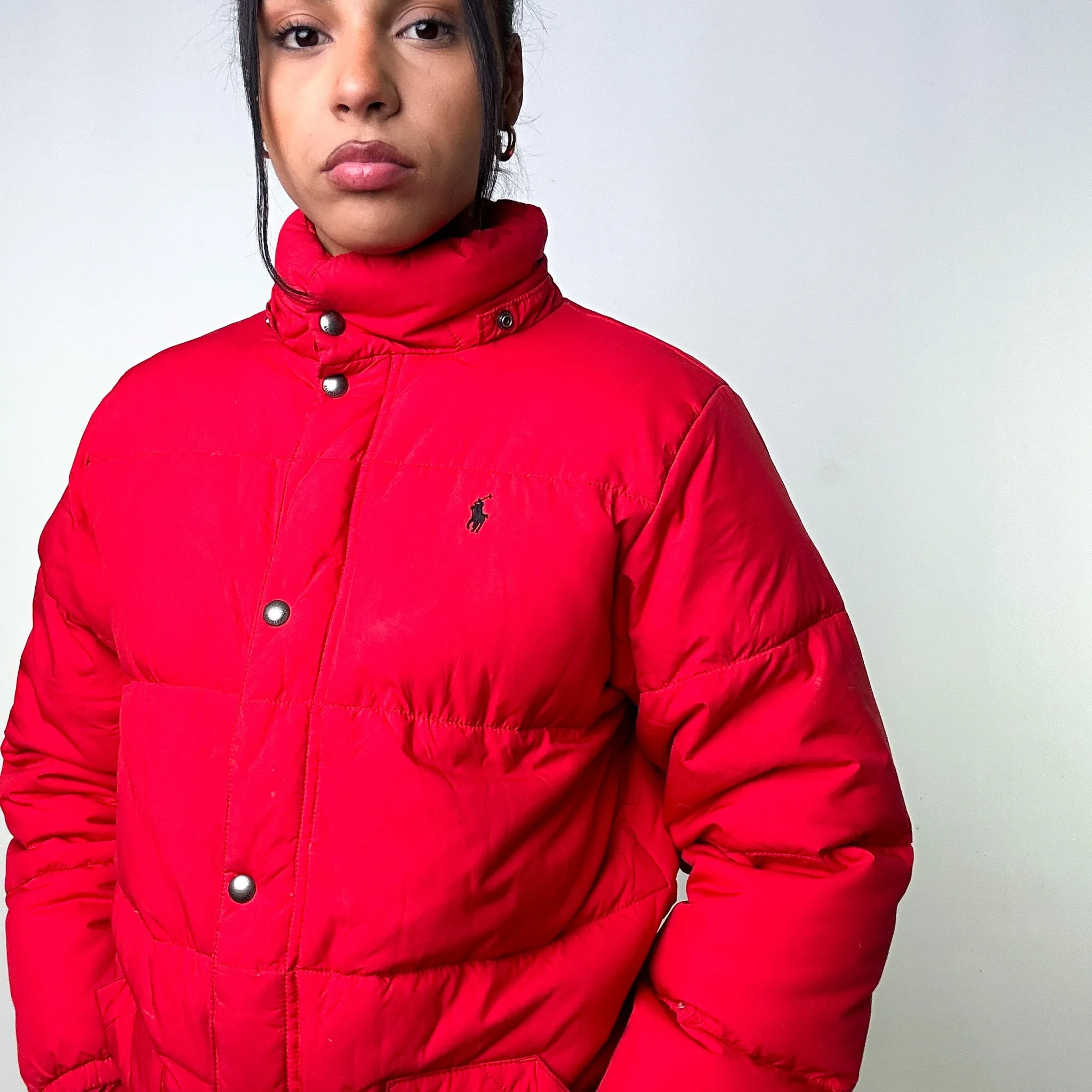 Red y2ks Polo Ralph Lauren Puffer Jacket Coat (XL)