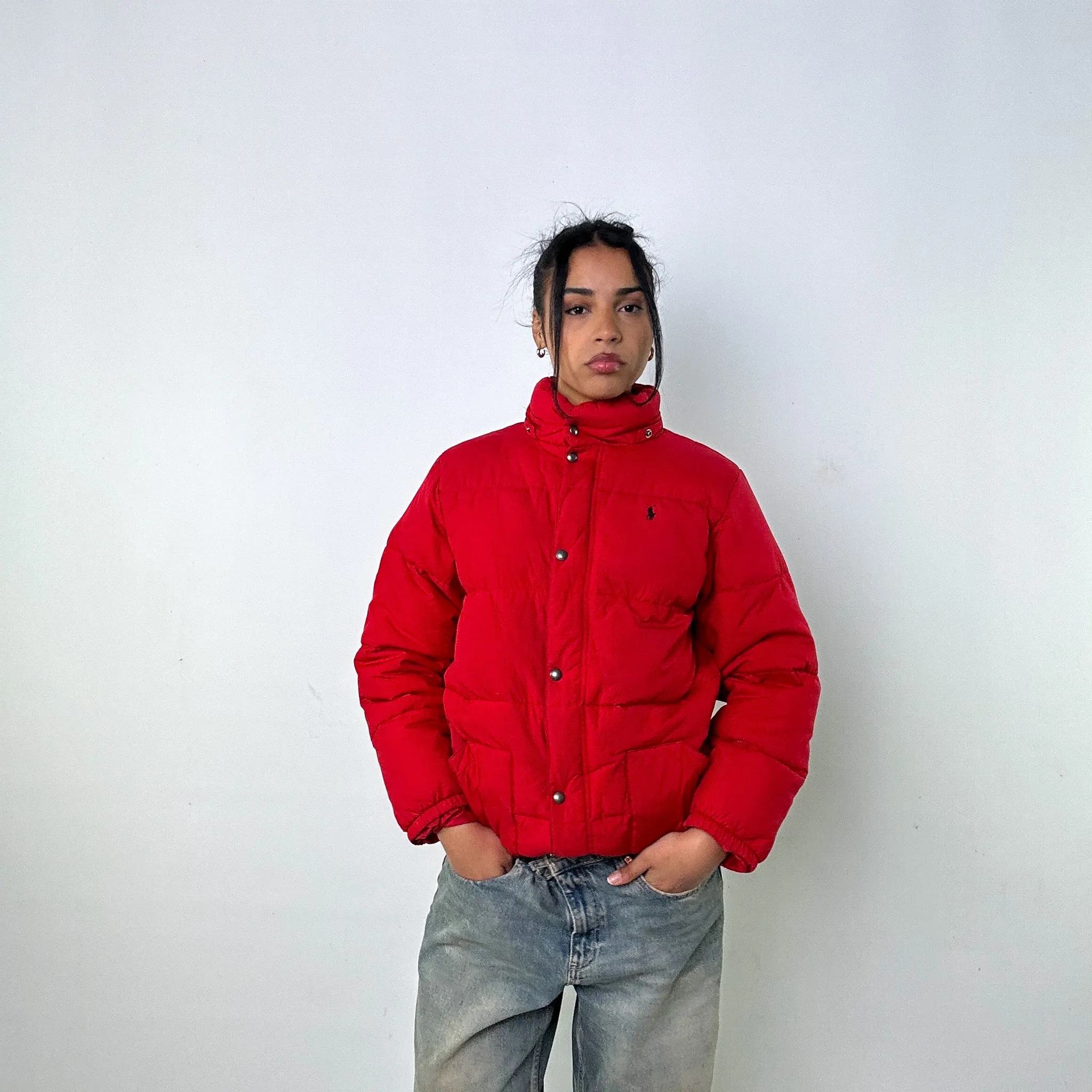 Red y2ks Polo Ralph Lauren Puffer Jacket Coat (XL)