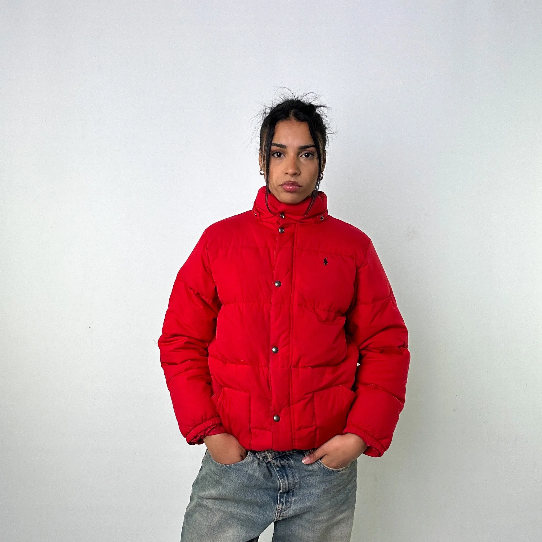 Red y2ks Polo Ralph Lauren Puffer Jacket Coat (XL)