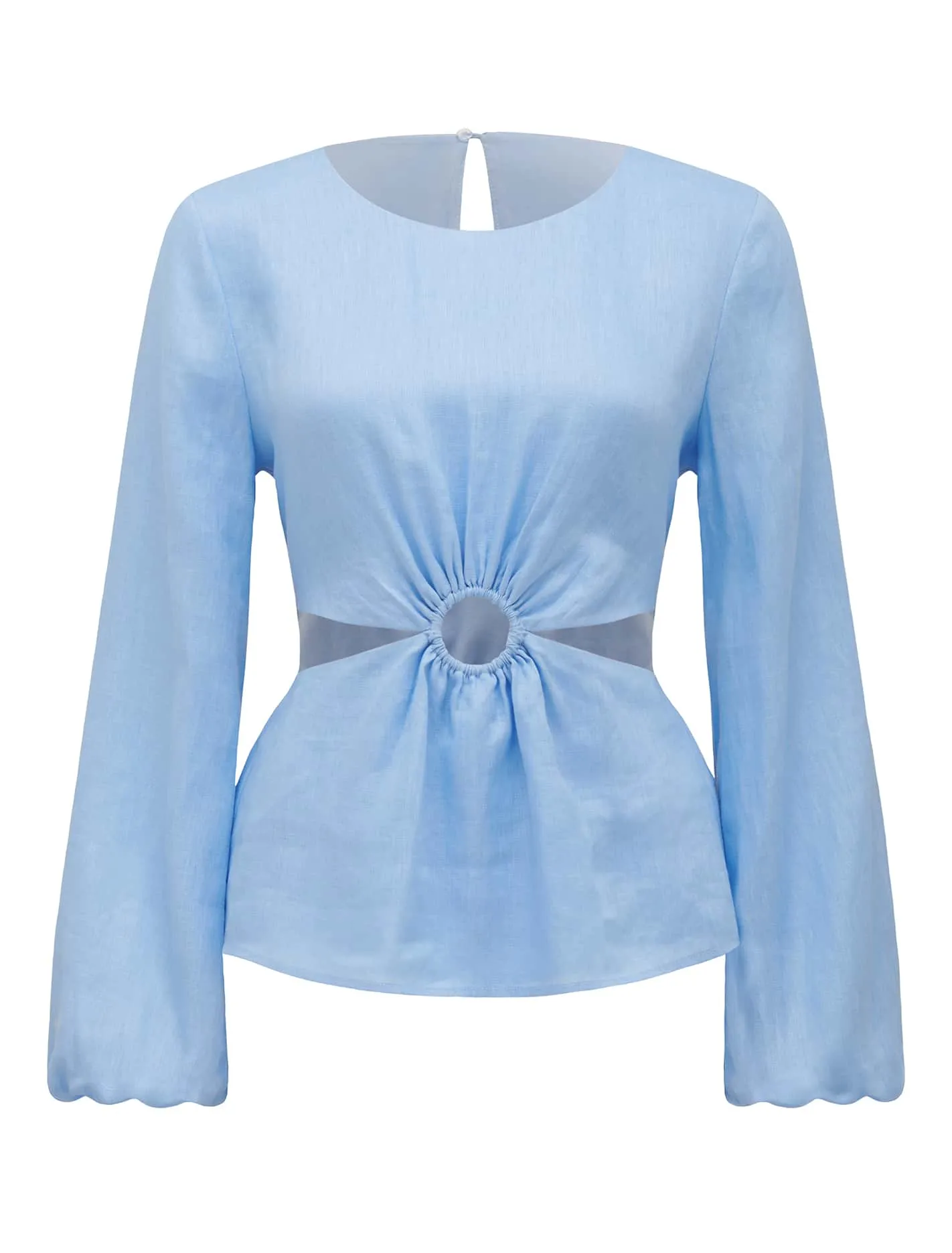 Ria Ring Detail Cutout Linen Top