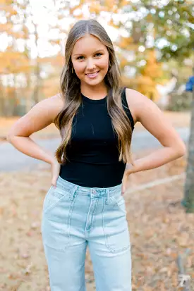 Ribbed Bodysuit - Black