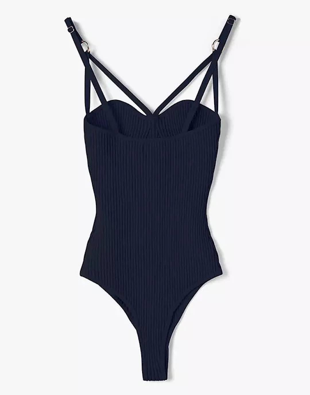 Ribbed Knit Metal Strap Bodysuit