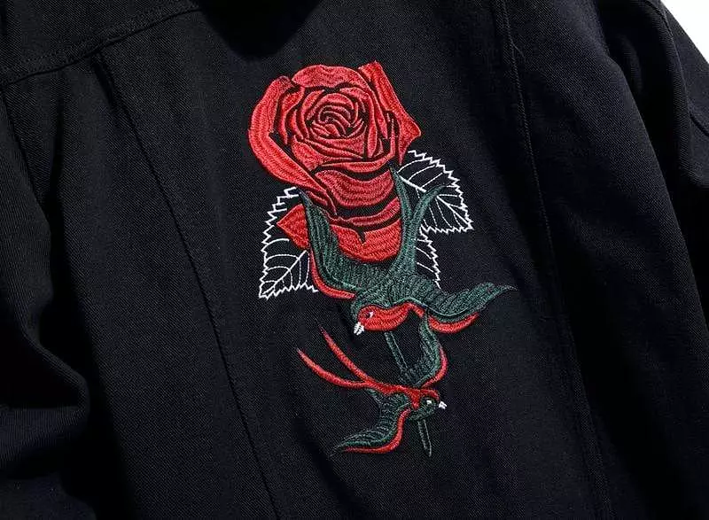 Rose Embroidered Denim Jacket