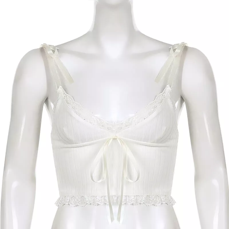 Sexy Spice Girl slim suspender white bow vest BY6004