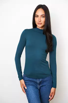 Soft Touch Long Sleeve Mock Neck Turtleneck in High Sea