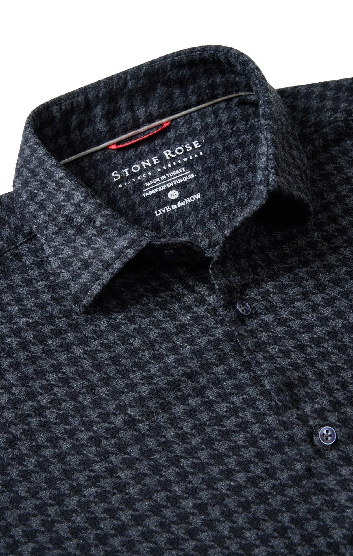 Stone Rose Long Sleeve Knit In Navy Houndstooth Check