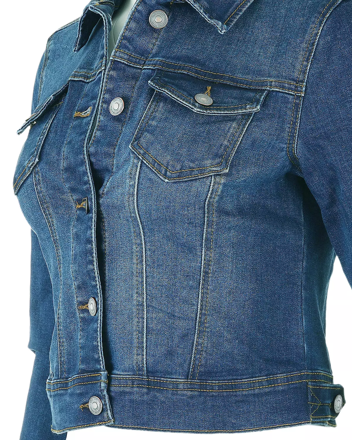 Stone Wash Button Up Comfort Stretch Denim Jacket