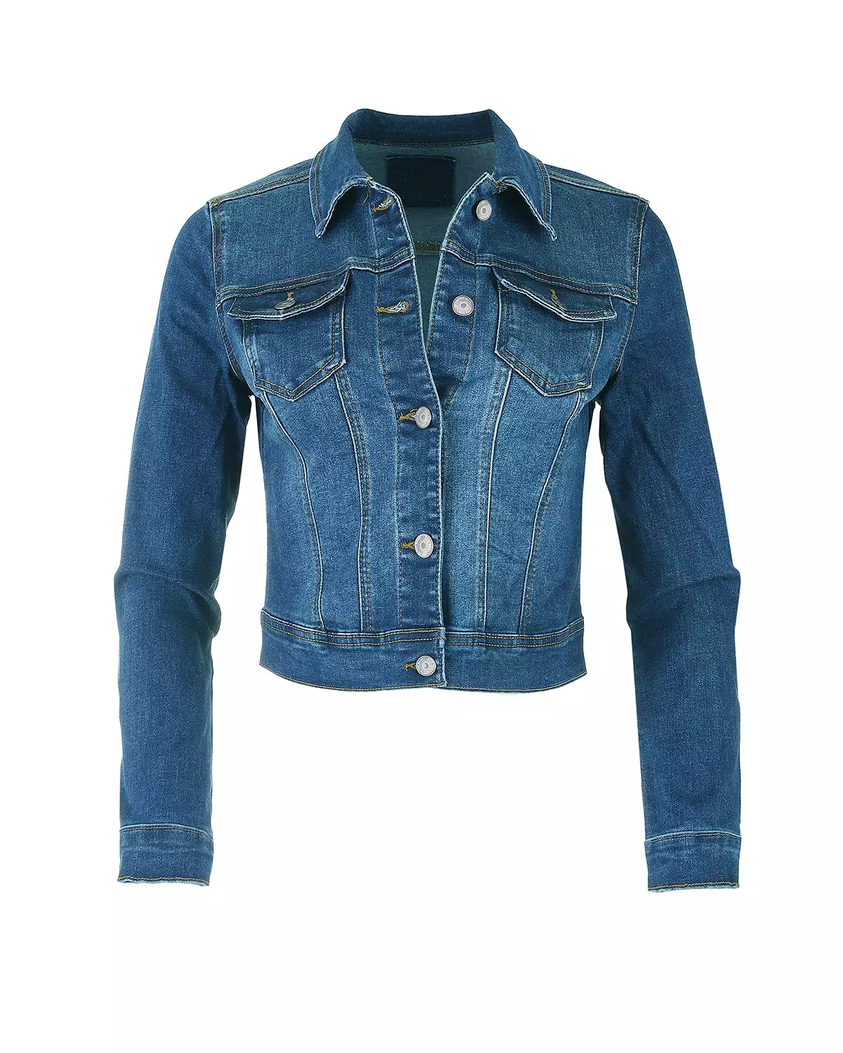 Stone Wash Button Up Comfort Stretch Denim Jacket