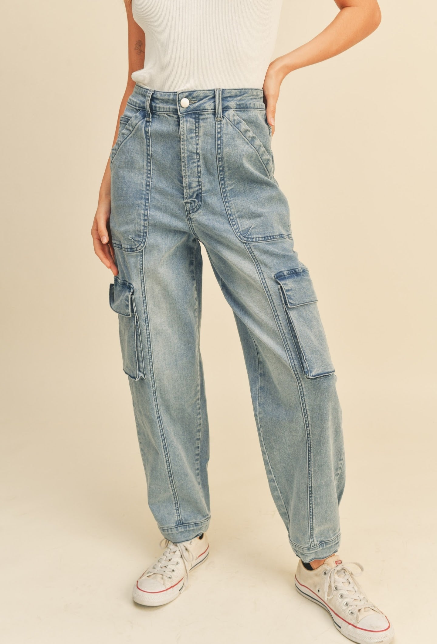 The Washed Denim Cargo Pants