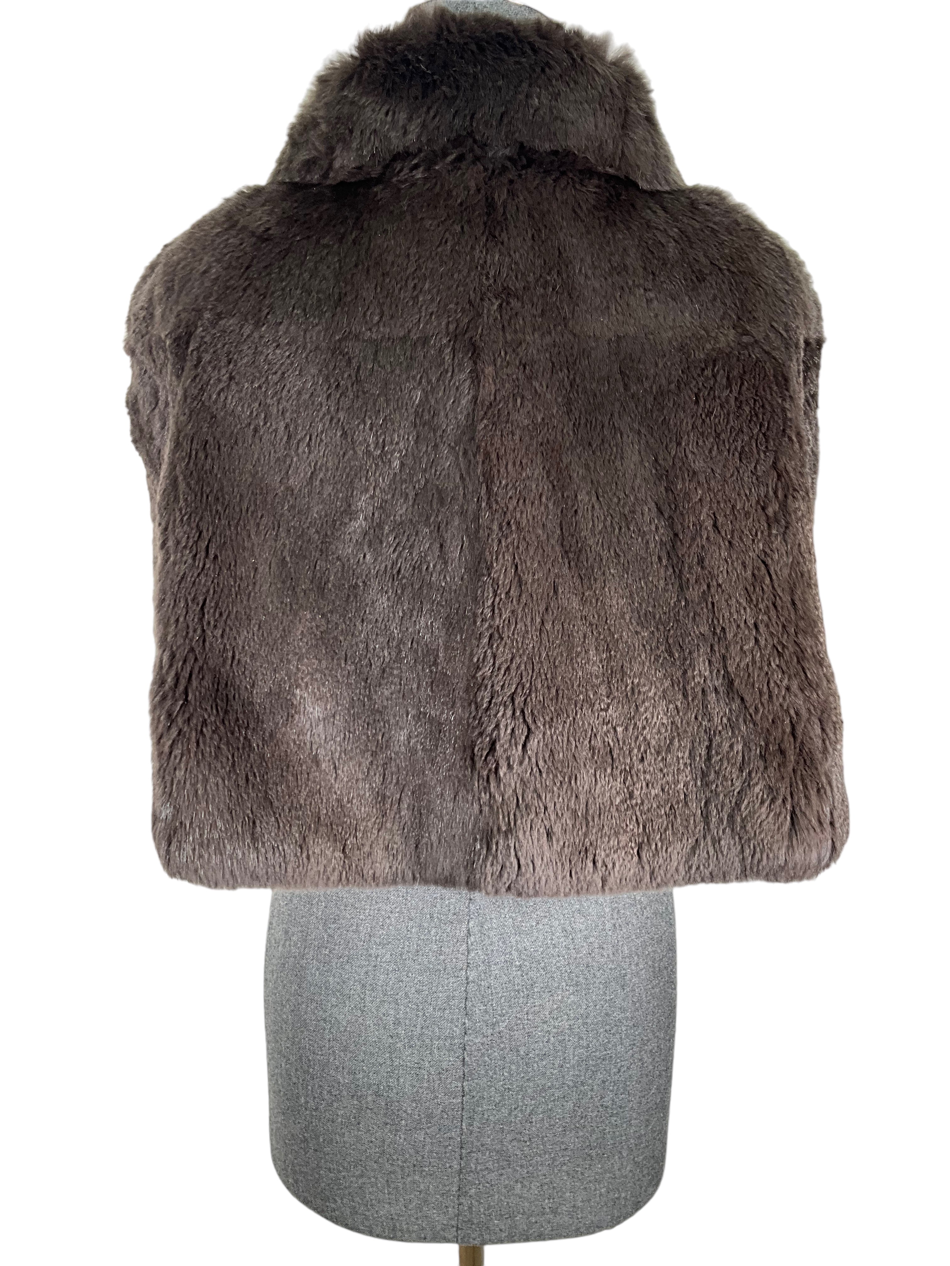 Theory Brown Rabbit Fur Shrug Size S