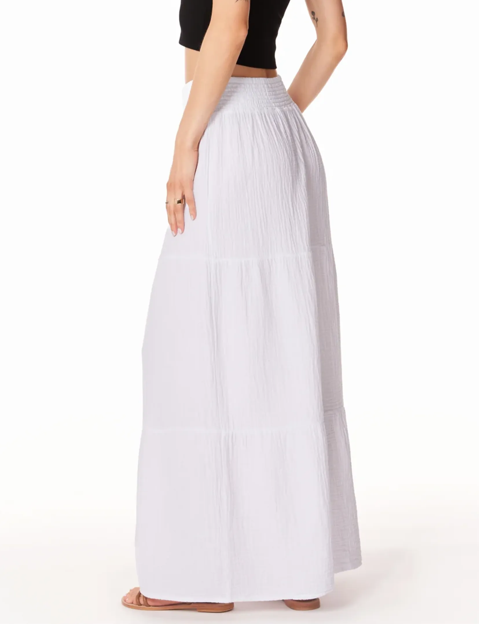 Tiered Maxi Skirt, White