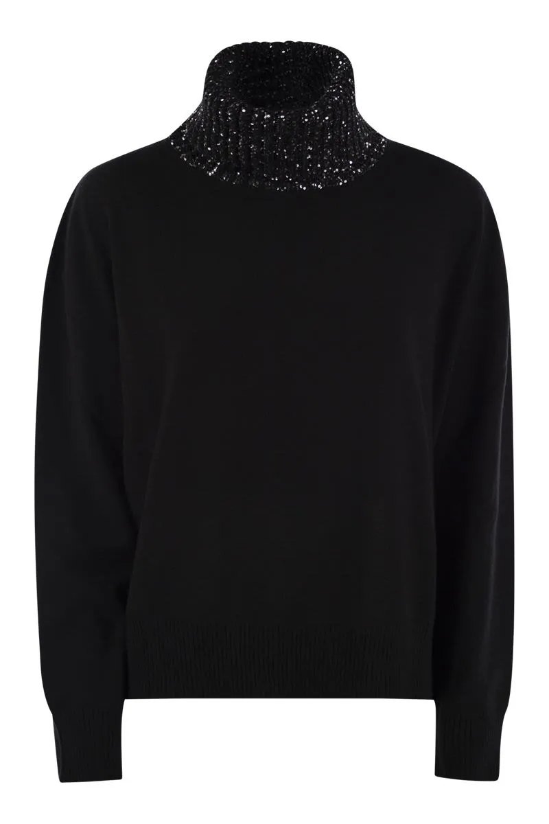 TURTLENECK SWEATER IN WOOL, SILK AND CASHMERE