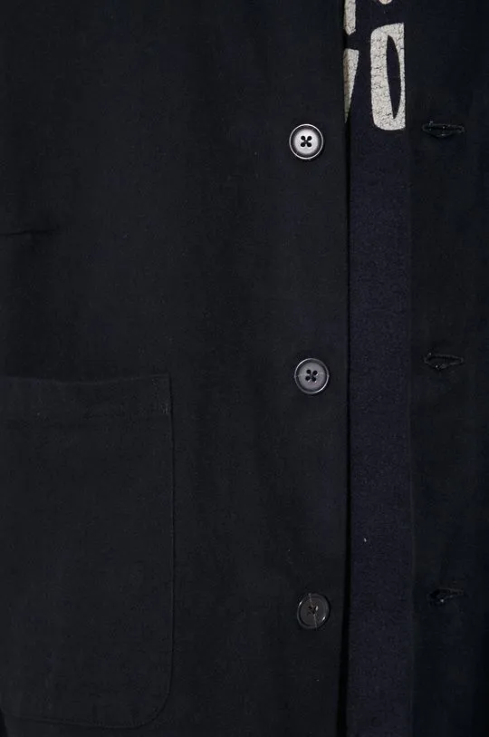 Universal Works cotton shirt Travail Overshirt men's black color 29905