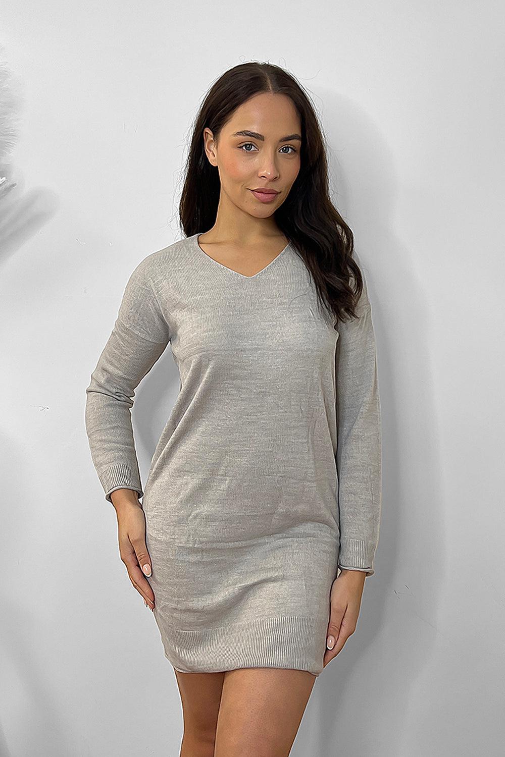 V-Neck Longline Pullover Dress