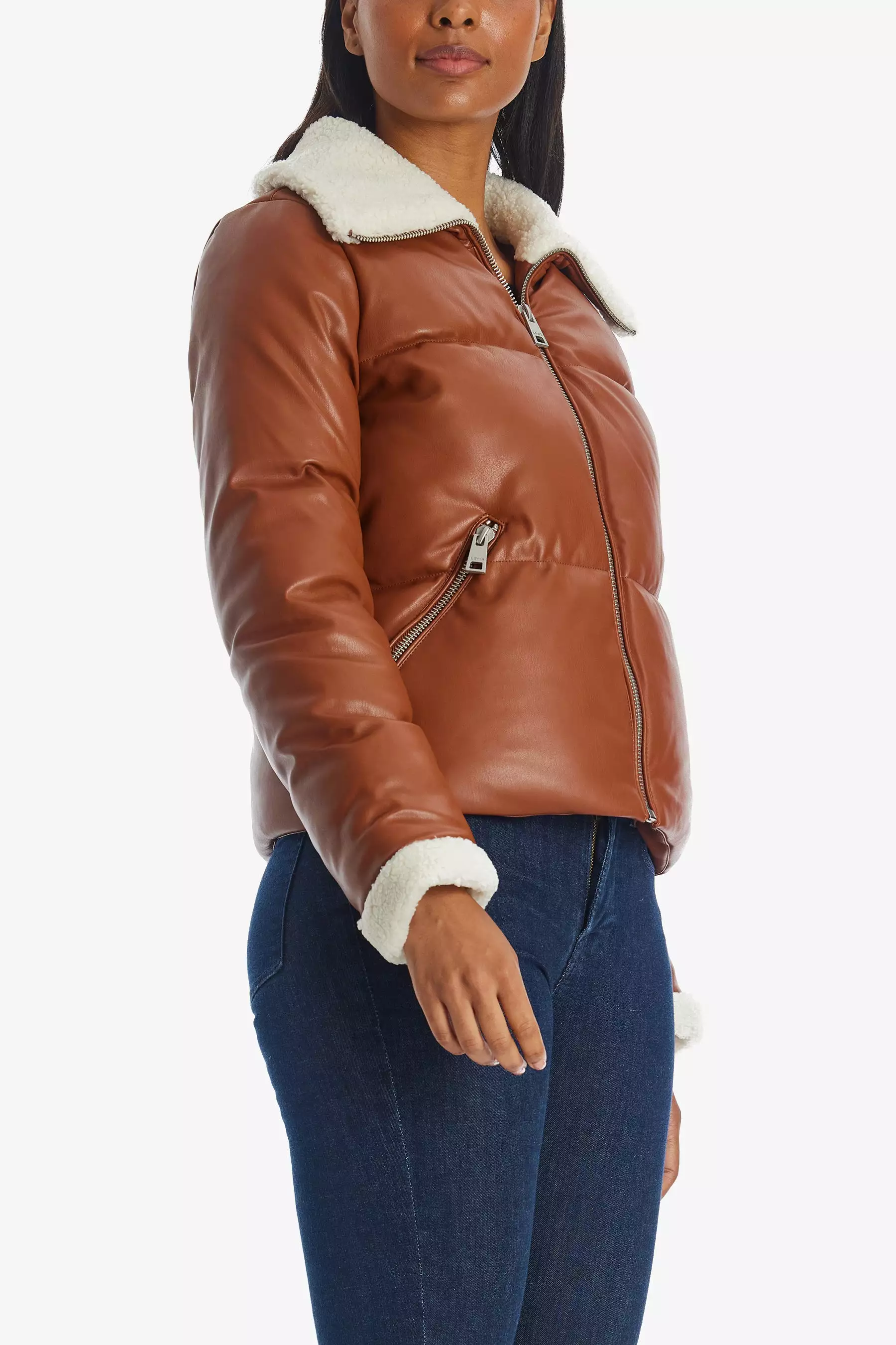 Vegan Sherpa Quilted Bomber Jacket