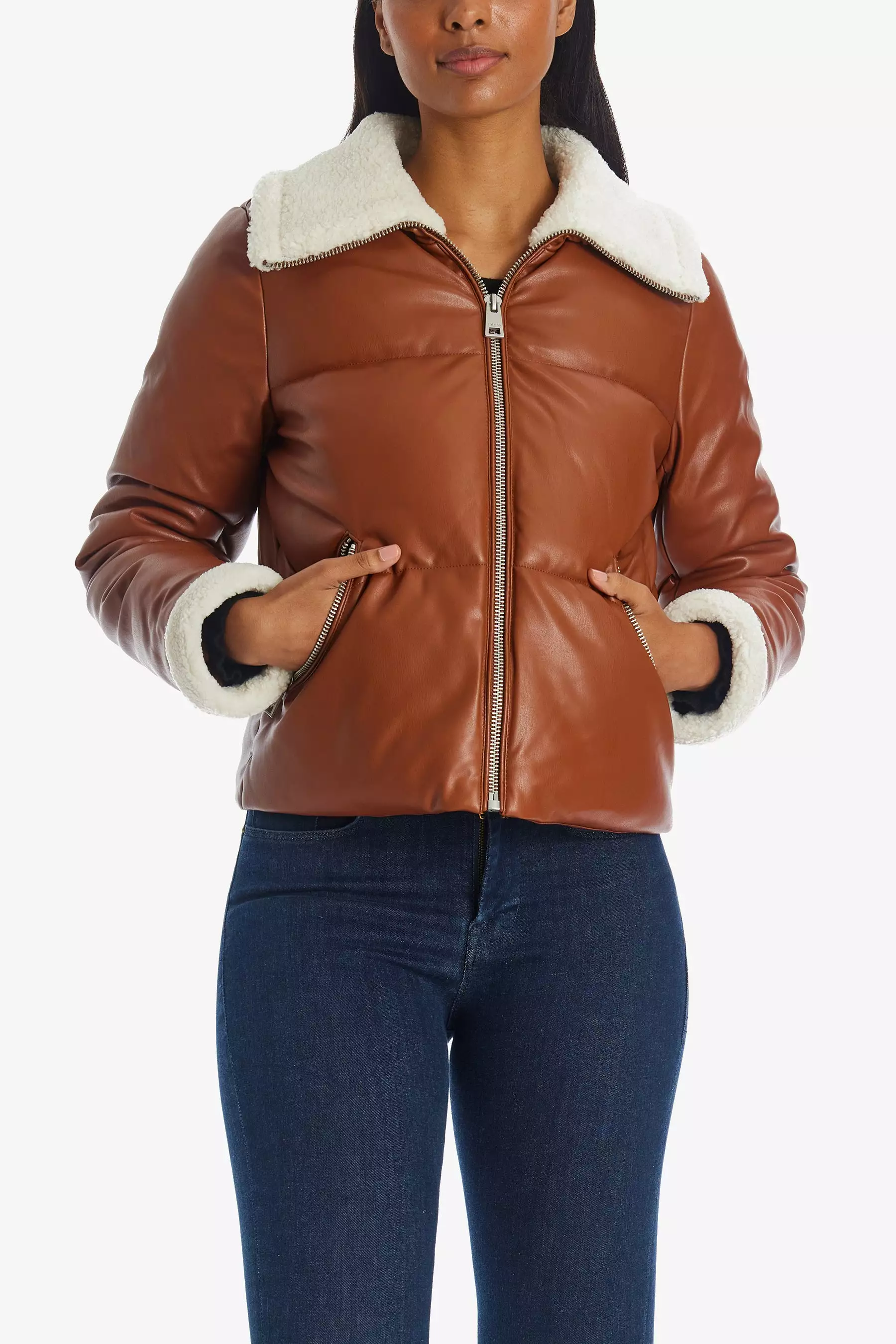 Vegan Sherpa Quilted Bomber Jacket