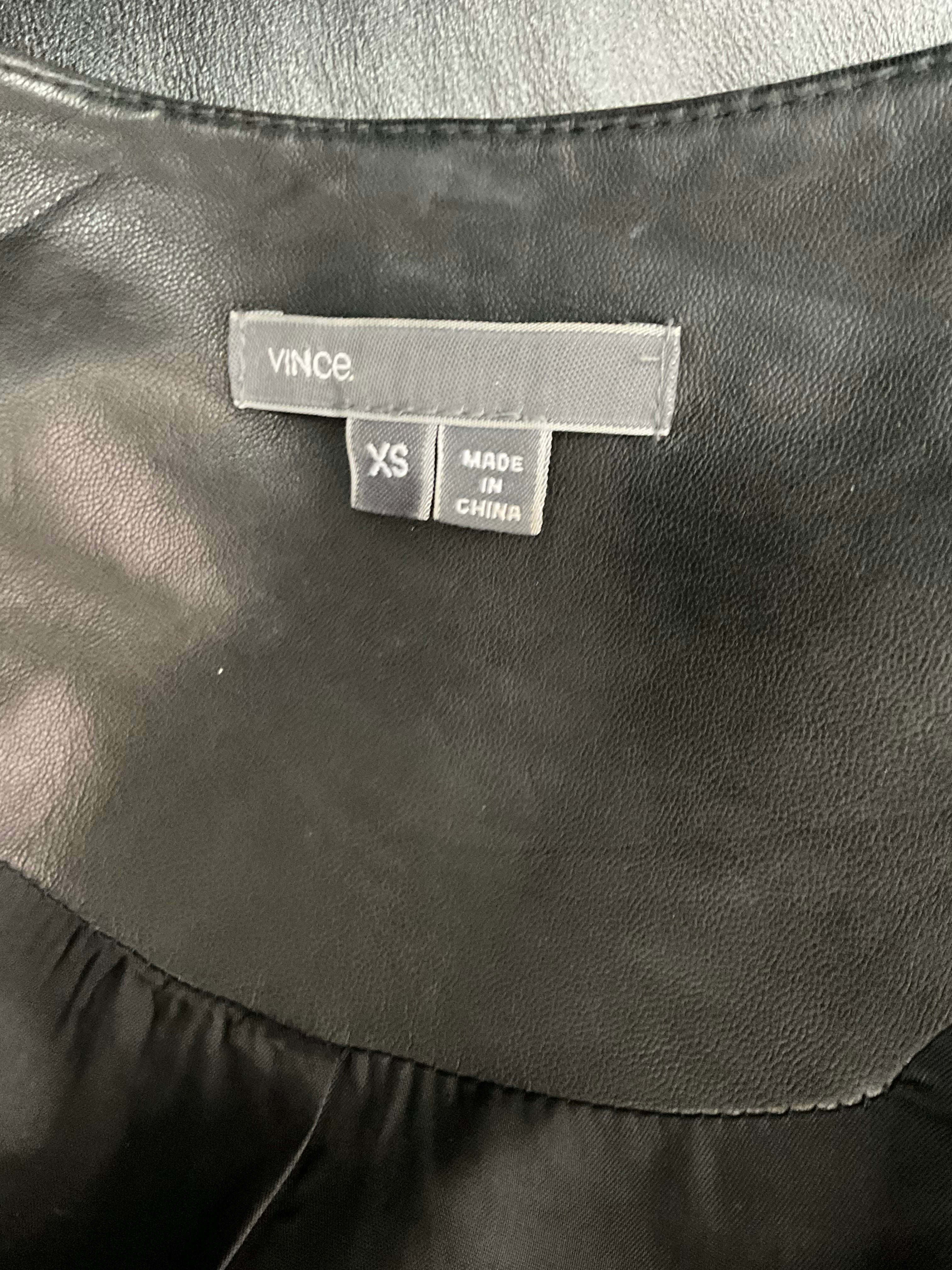 Vince Black Leather and Fabric Jacket Size XS