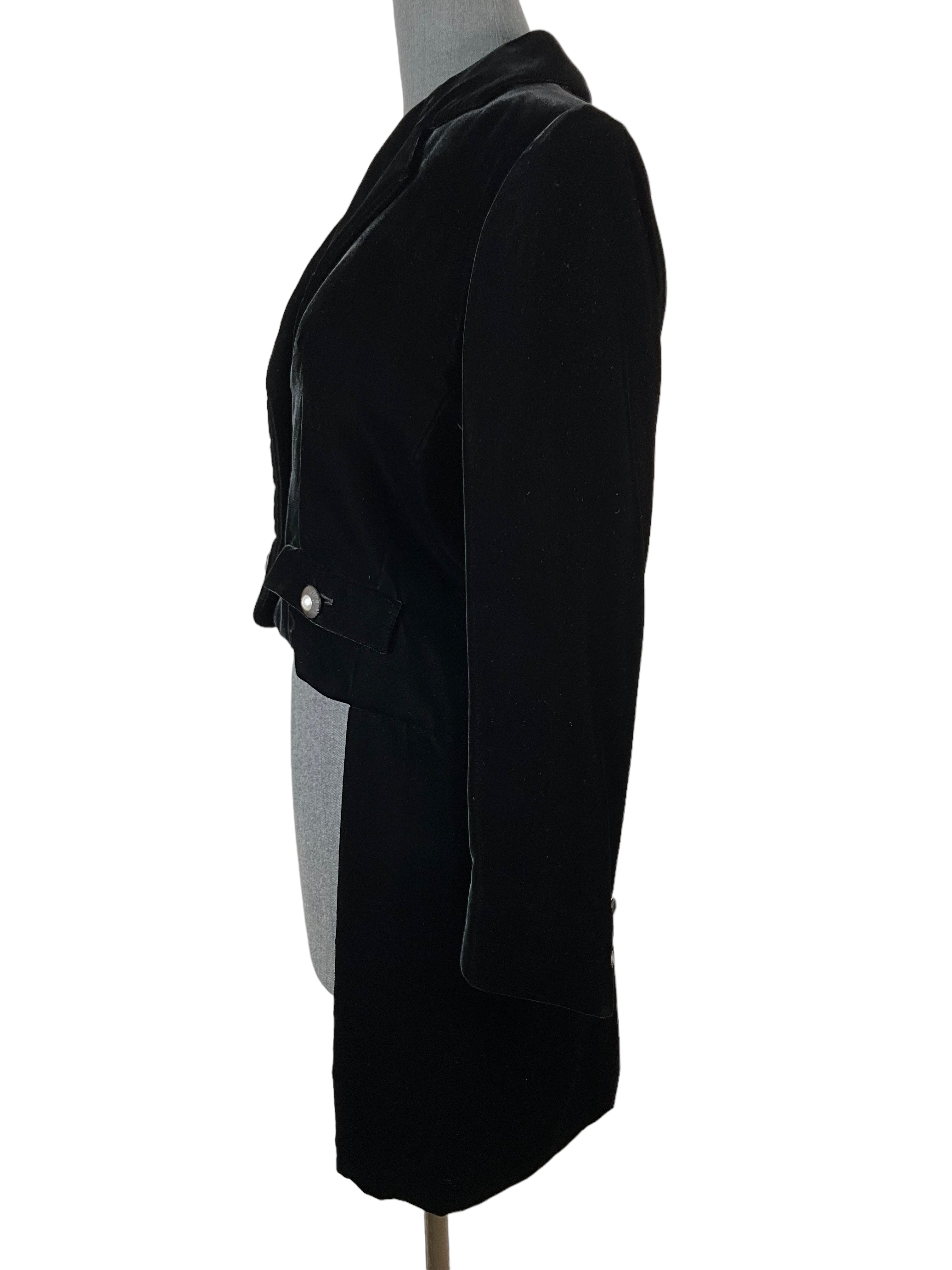 Vintage Yves Saint Laurent Black Velvet Tailcoat Size 10