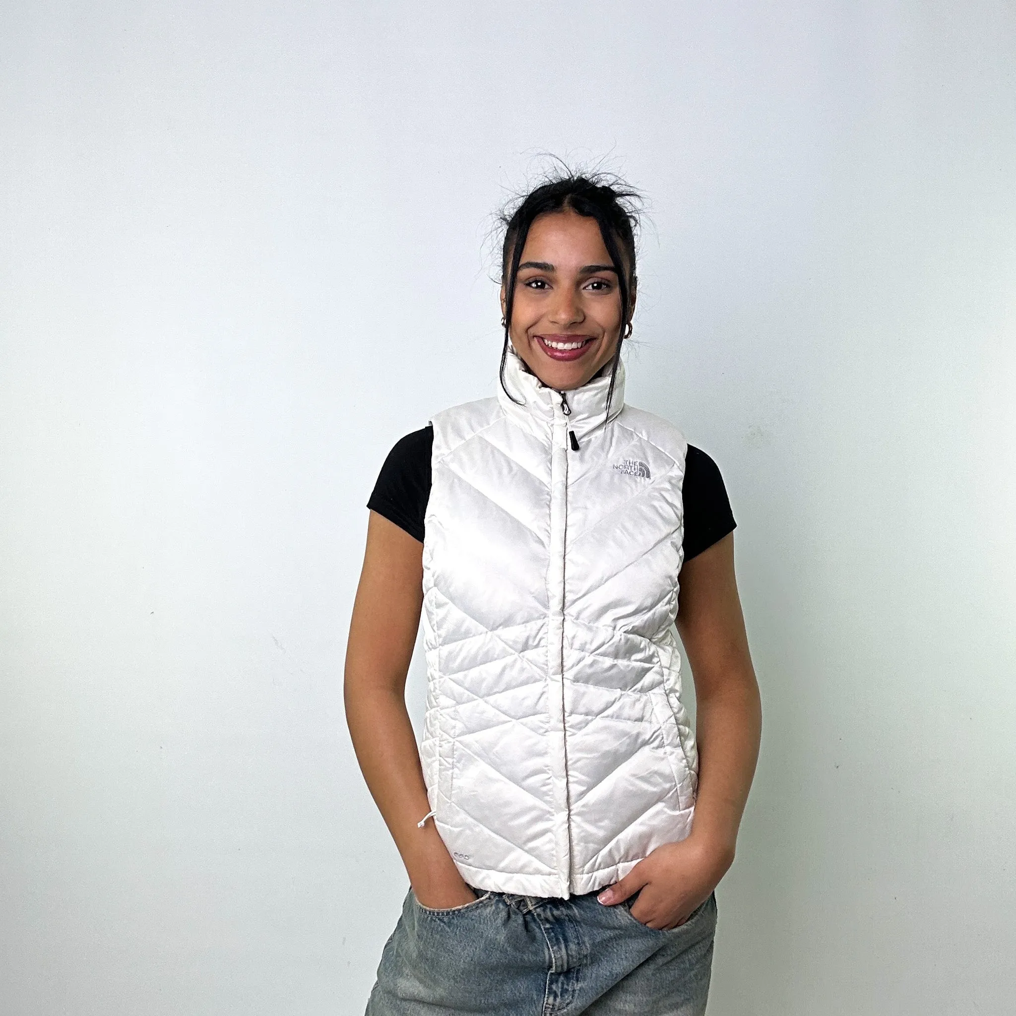 White 90s The North Face 550 Series Puffer Jacket Coat Gilet (S)