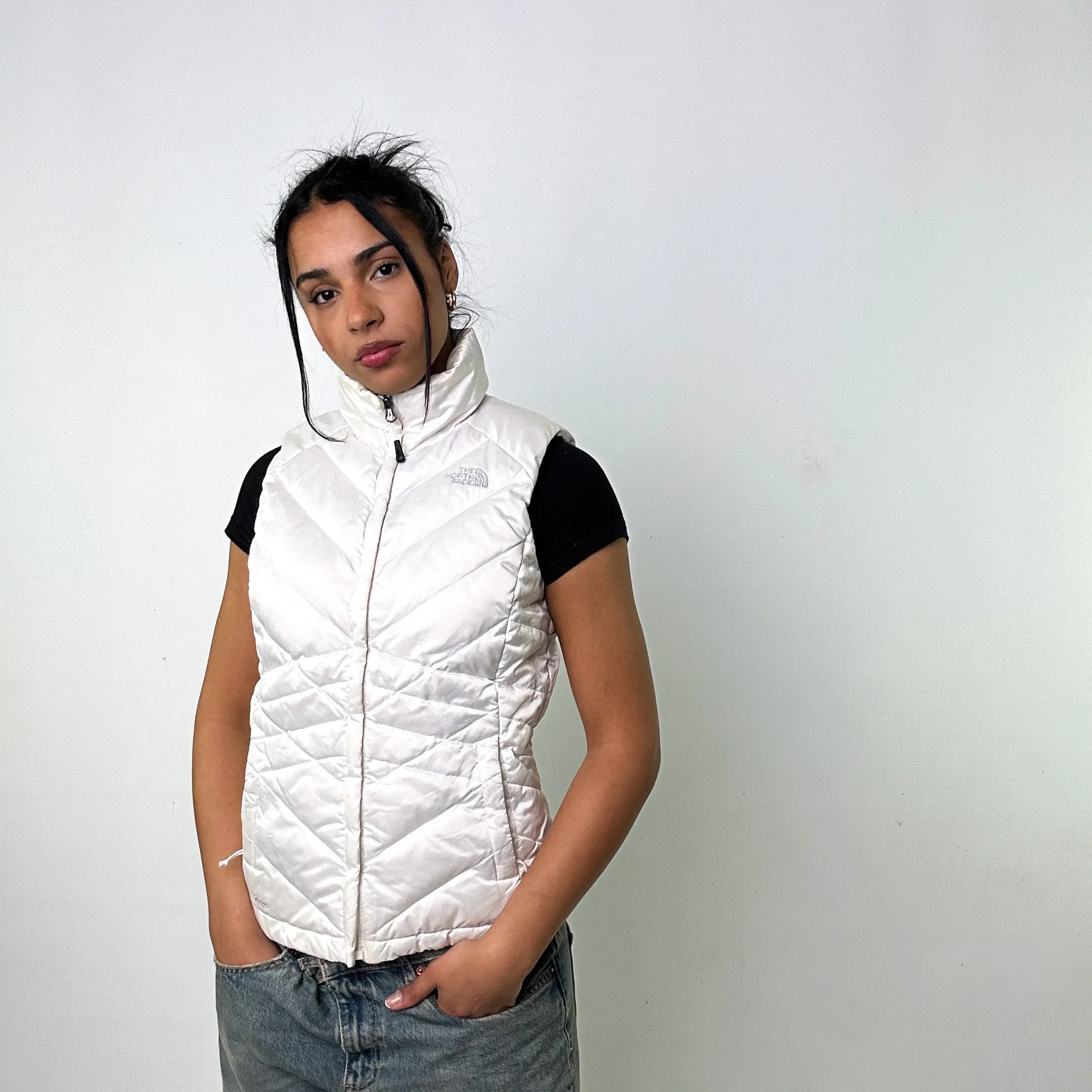 White 90s The North Face 550 Series Puffer Jacket Coat Gilet (S)